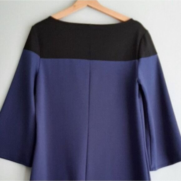 GAP | Long Sleeve Colorblock Shift Dress Knee Length Pull Over Black & Blue Sz M - Picture 8 of 12